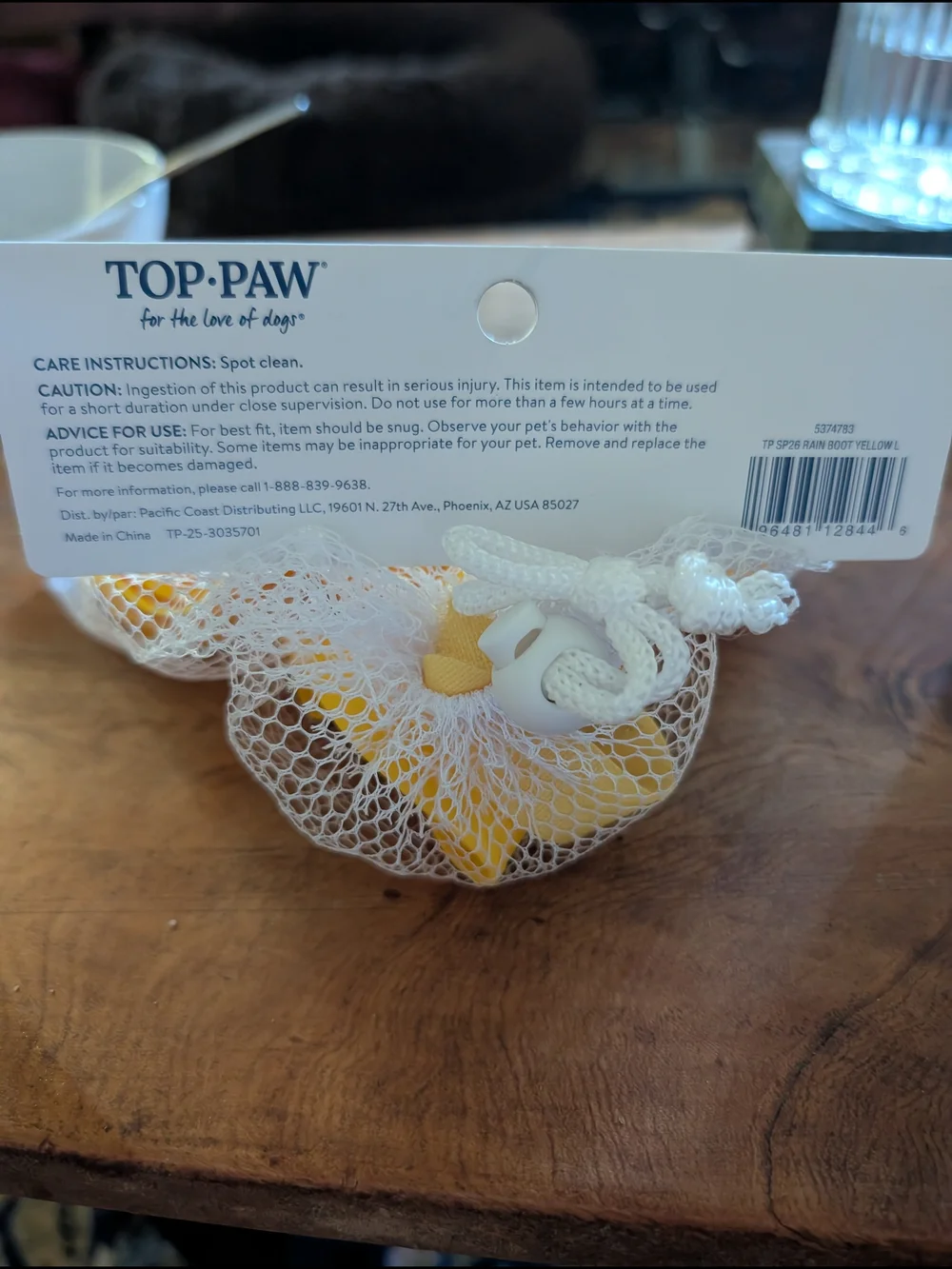 Top Paw Yellow Dog Rain Booties - Large (4 Pack)